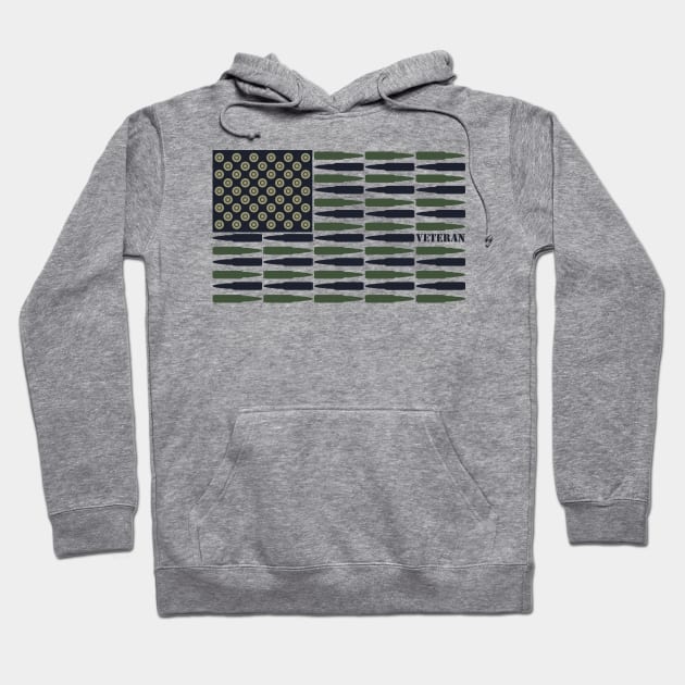 Military Veteran American Flag Bullet Cartridges Hoodie by BUBLTEES